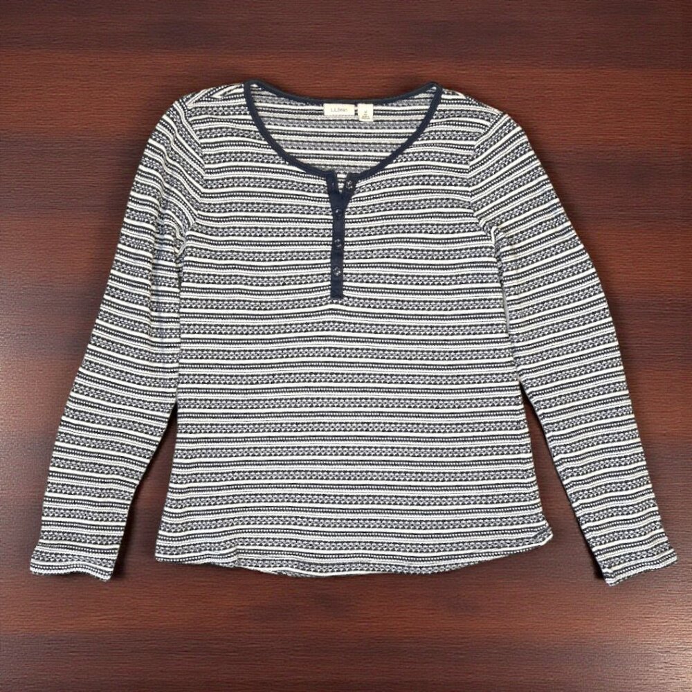 vintage L.L. Bean navy/white long sleeve henley top